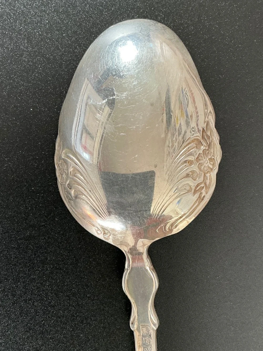 Vintage Sheridan Silver Co Ornate Silver Plated Large Buffet Serving Spoon